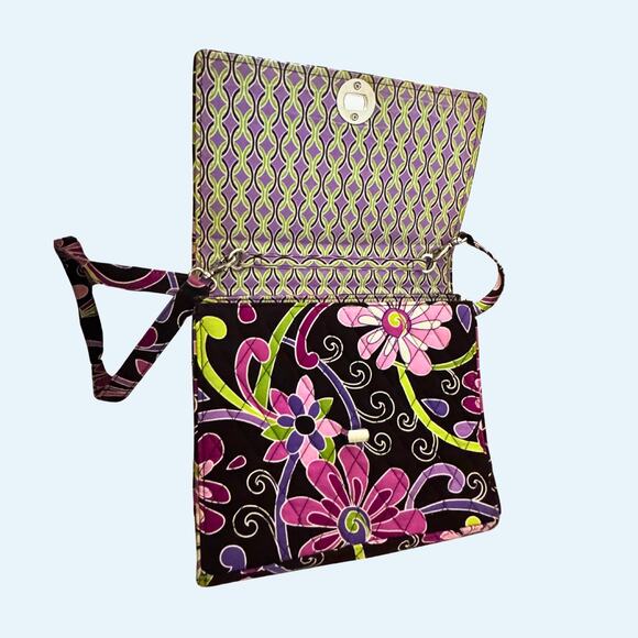 Vera Bradley Retired Floral Turn-Lock Crossbody Organizer Bag – Pink Purple Lime - Picture 3 of 8